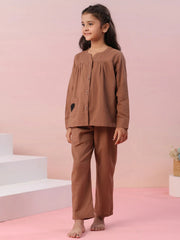 Brown Color Cotton Kids Night Suit - SanskrutiHomes 