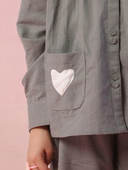 Grey Color Cotton Kids Night Suit - SanskrutiHomes 