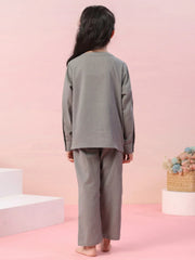 Grey Color Cotton Kids Night Suit - SanskrutiHomes 