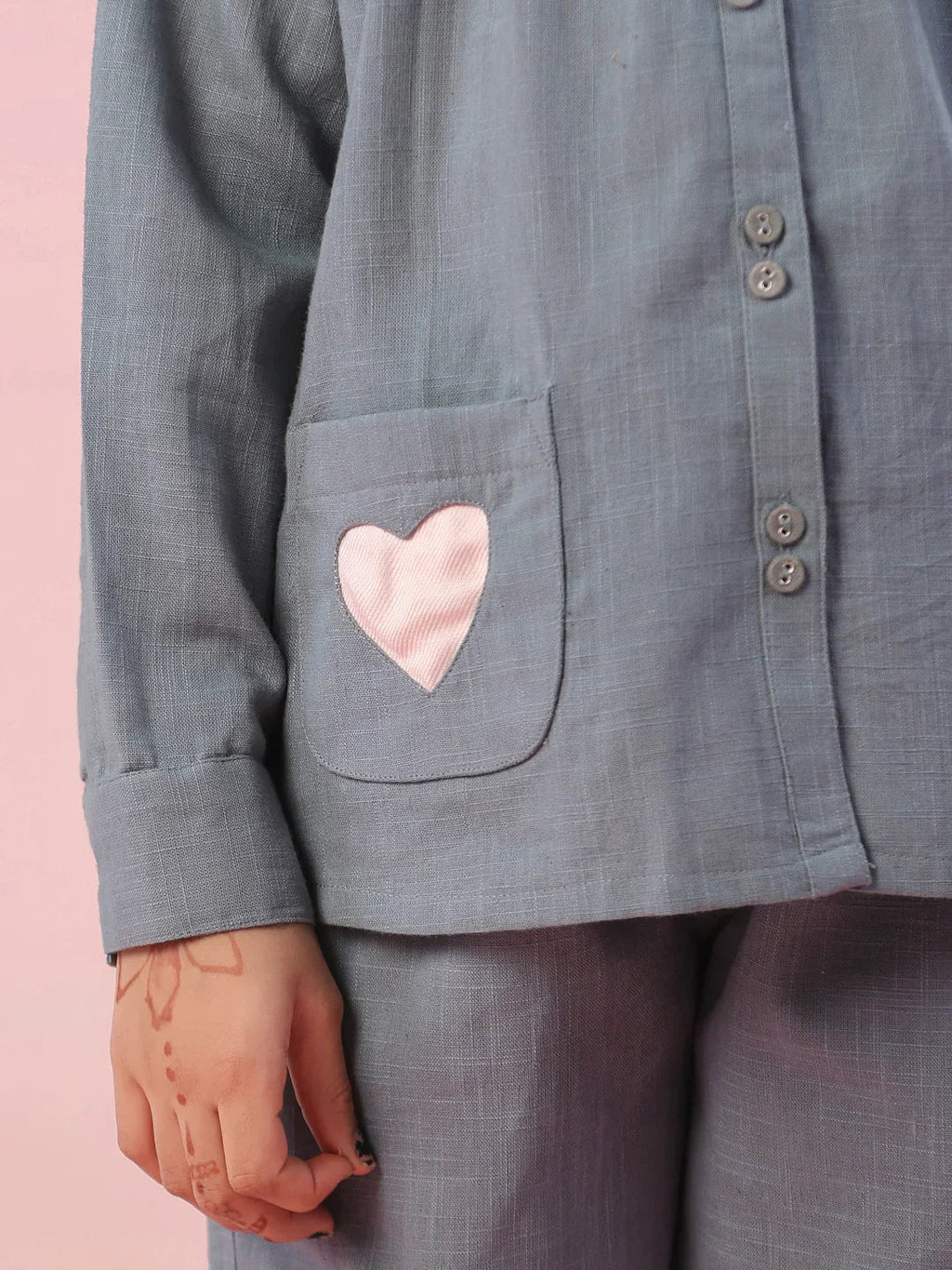 Grey Color Cotton Night Suit for Kids - SanskrutiHomes 