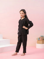 Black Round Neck Cotton Night Suit for Kids - SanskrutiHomes 