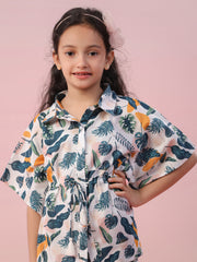 Floral Printed Cotton Kids Night Suits - SanskrutiHomes 
