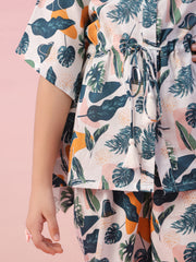 Floral Printed Cotton Kids Night Suits - SanskrutiHomes 
