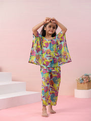 Multi Floral Printed Cotton Kids Night Suits - SanskrutiHomes 