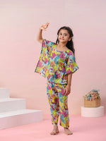 Multi Floral Printed Cotton Kids Night Suits - SanskrutiHomes 