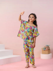 Multi Floral Printed Cotton Kids Night Suits - SanskrutiHomes 