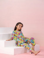 Multi Floral Printed Cotton Kids Night Suits - SanskrutiHomes 