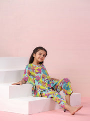 Multi Floral Printed Cotton Kids Night Suits - SanskrutiHomes 