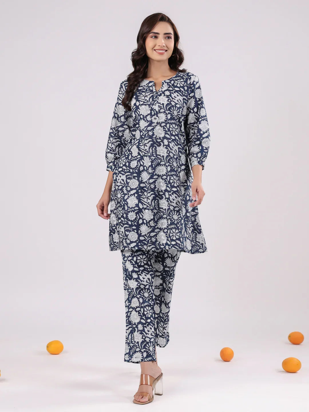 Pure Cotton Floral Night Suit Set for Women - SanskrutiHomes 