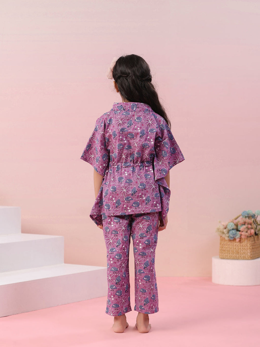 Floral Printed Cotton Night Suit for Kids - SanskrutiHomes 