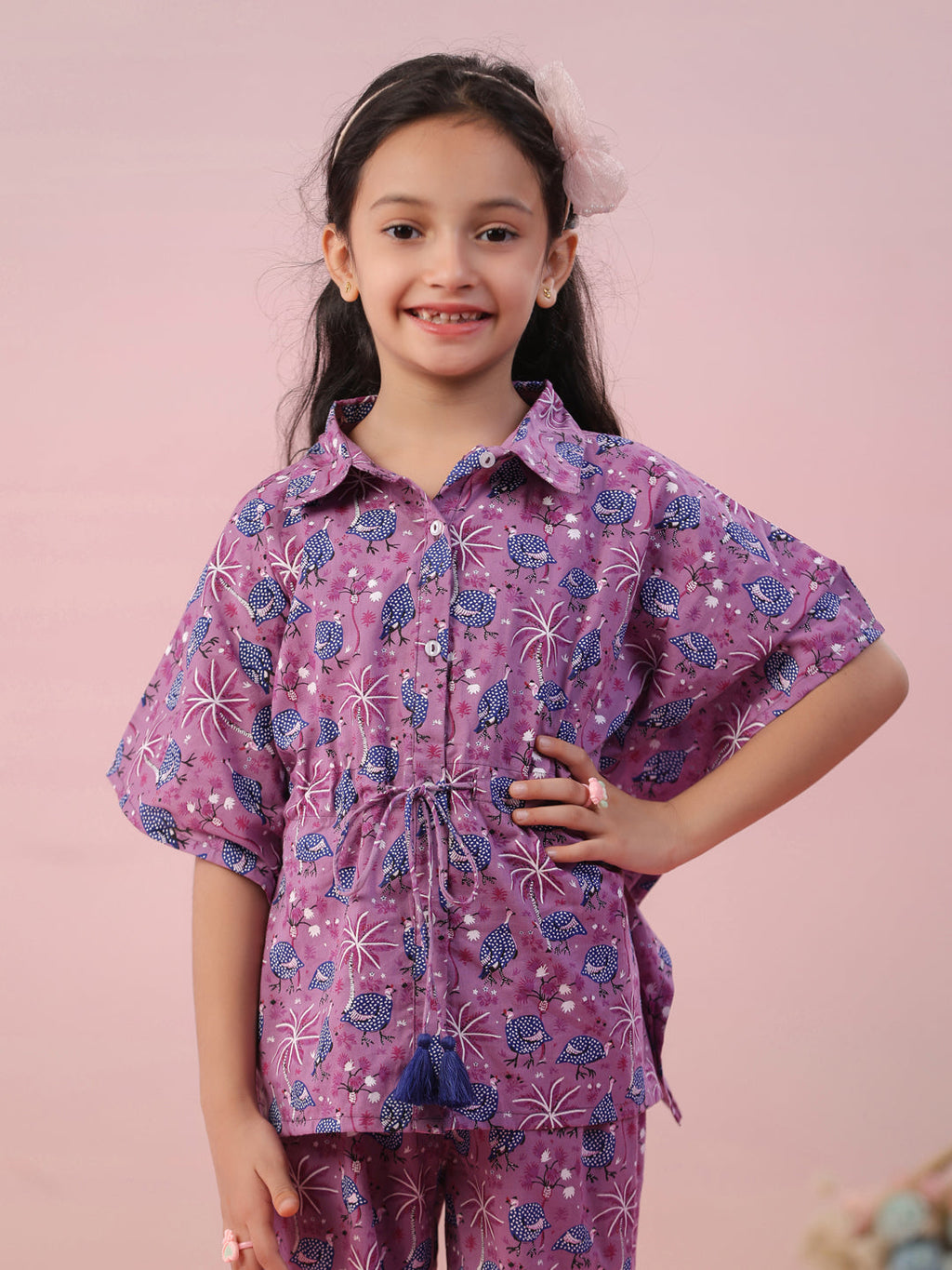 Floral Printed Cotton Night Suit for Kids - SanskrutiHomes 