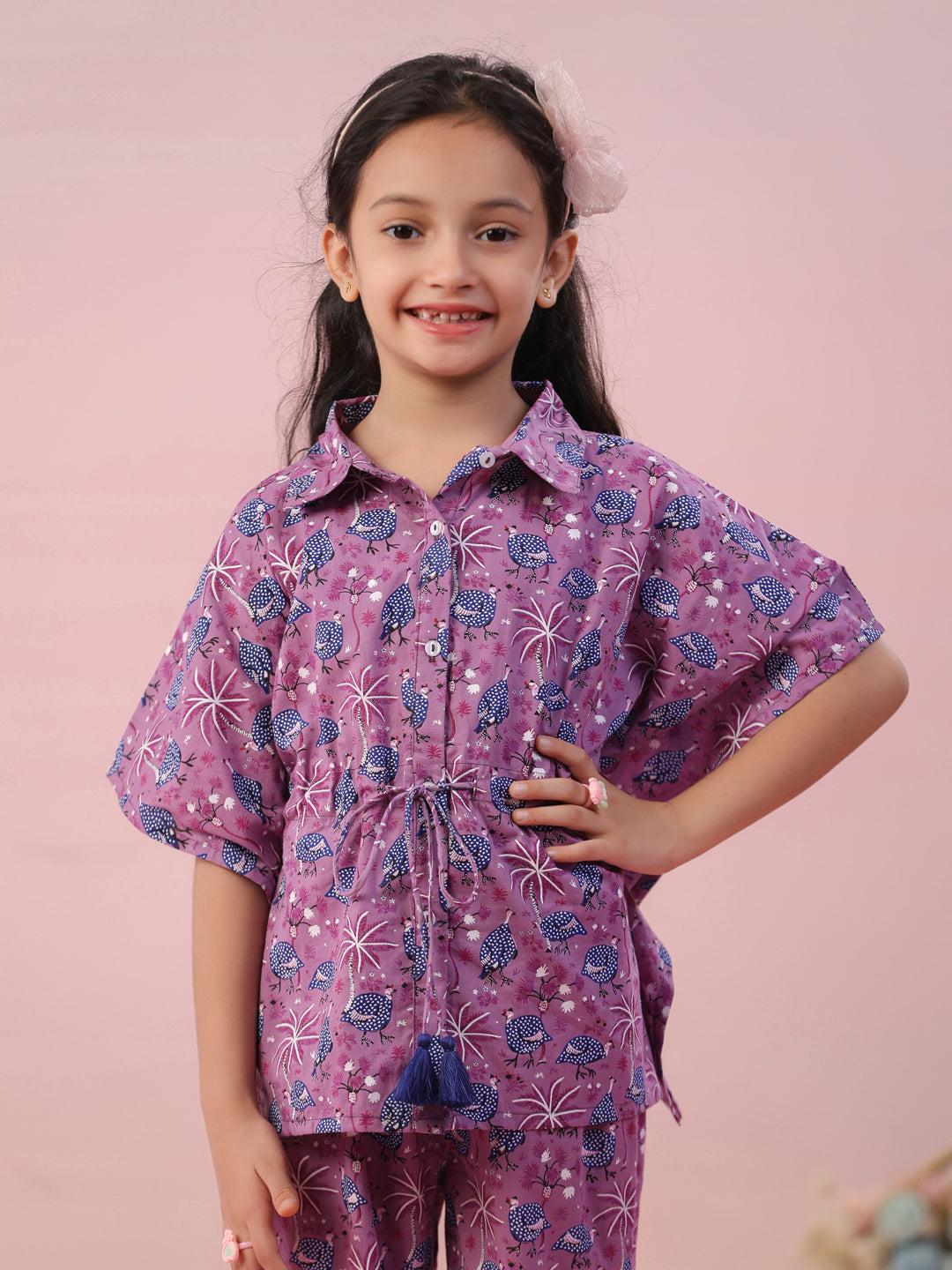 Floral Printed Cotton Night Suit for Kids - SanskrutiHomes 