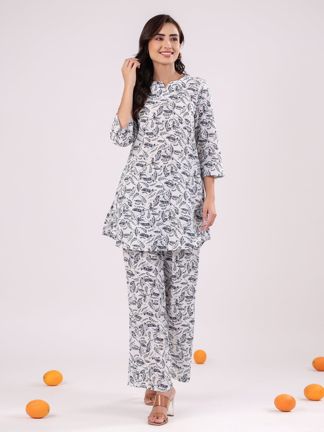 Floral Printed Cotton Night Suit for Kids - SanskrutiHomes 