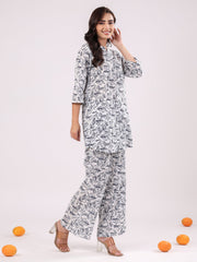 Floral Printed Cotton Night Suit for Kids - SanskrutiHomes 