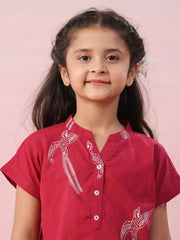 Sparrow Bird Printed Cotton Kids Night Suit - SanskrutiHomes 