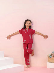 Sparrow Bird Printed Cotton Kids Night Suit - SanskrutiHomes 