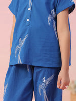 Sparrow Printed Cotton Kids Night Suit - SanskrutiHomes 