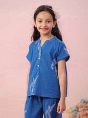 Sparrow Printed Cotton Kids Night Suit - SanskrutiHomes 