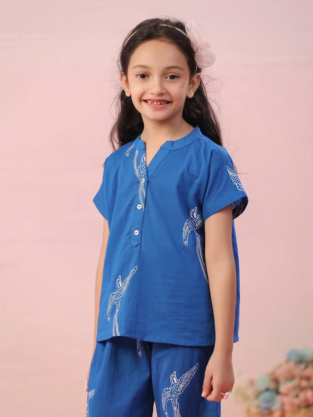 Sparrow Printed Cotton Kids Night Suit - SanskrutiHomes 