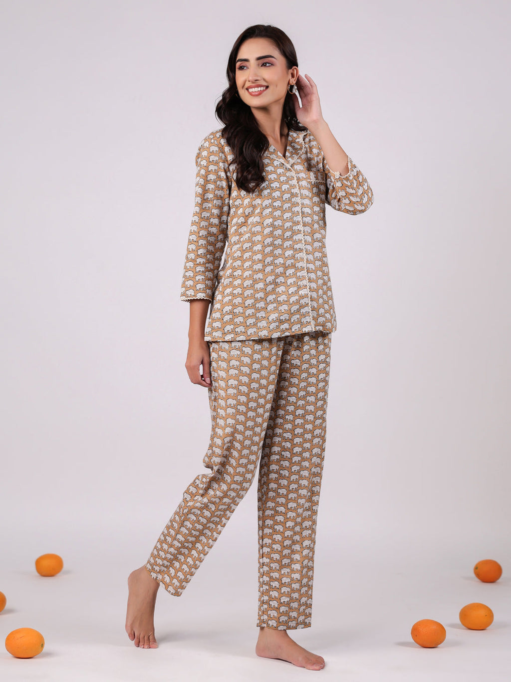 Animal Print Cotton Night Suit Set - SanskrutiHomes 