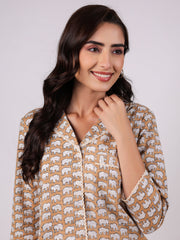 Animal Print Cotton Night Suit Set