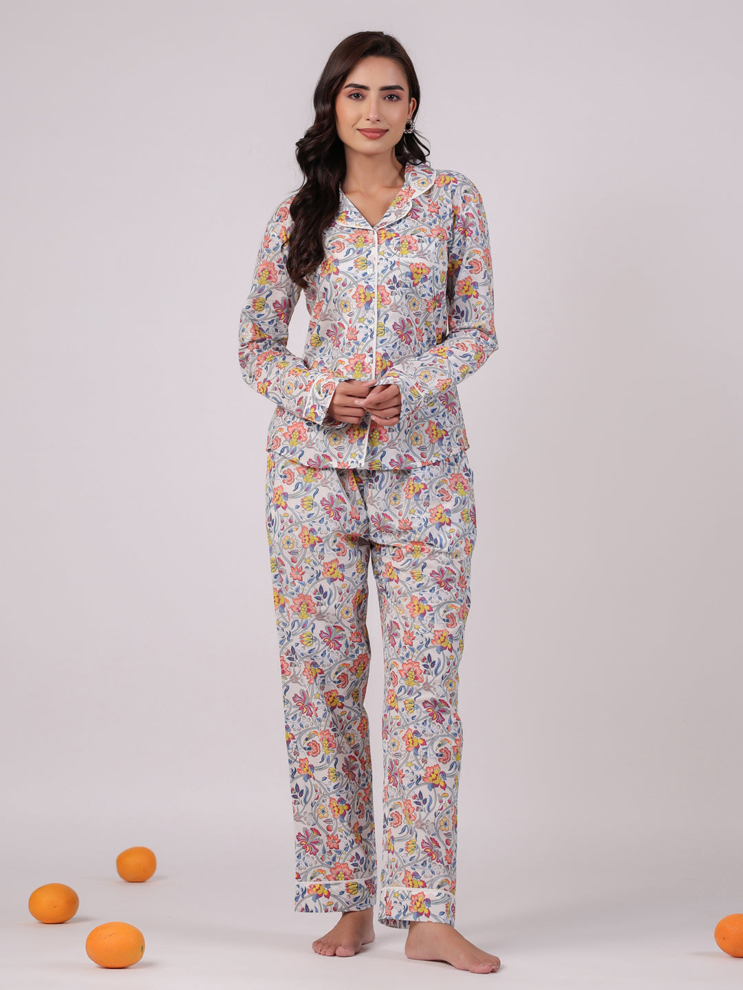 Cotton Printed Blue Night Suit Set - SanskrutiHomes 