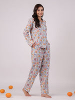 Cotton Printed Blue Night Suit Set - SanskrutiHomes 