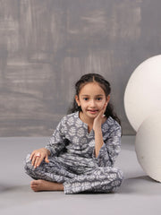 Flower Printed Cotton Kids Night Suit - SanskrutiHomes 