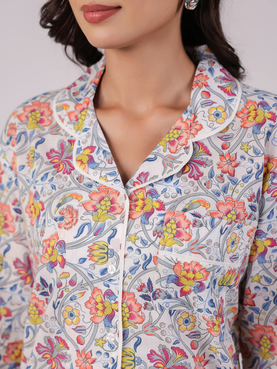 Cotton Printed Blue Night Suit Set - SanskrutiHomes 