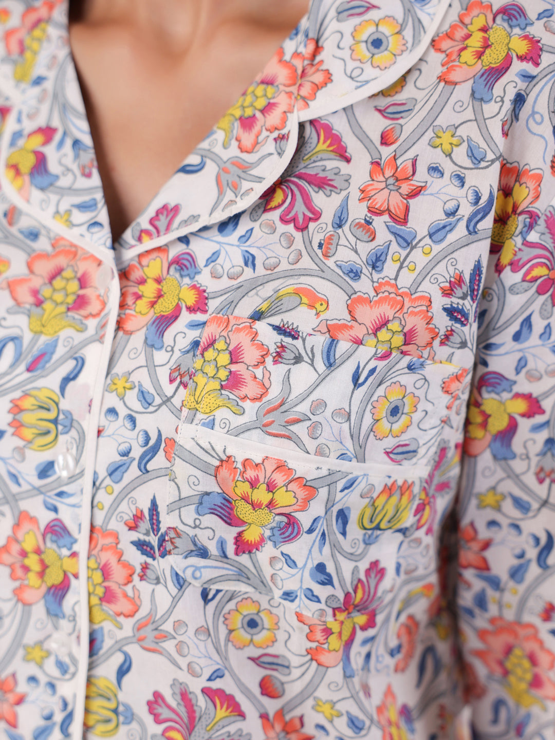 Cotton Printed Blue Night Suit Set - SanskrutiHomes 