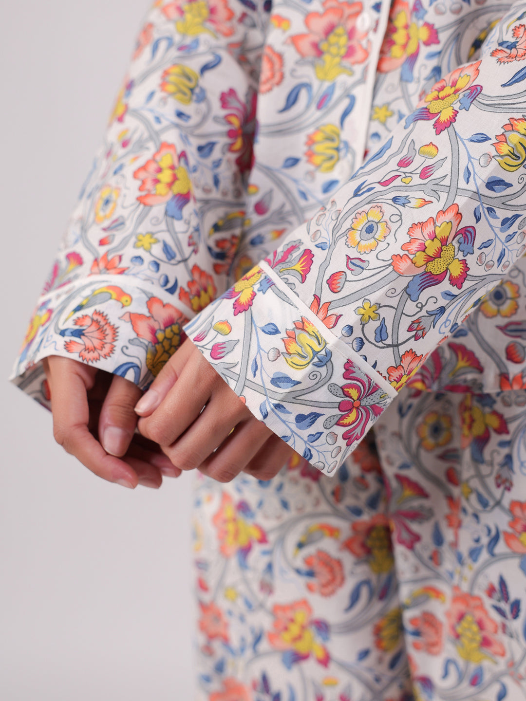 Multi Floral Printed Cotton Night Suit for Kids - SanskrutiHomes 