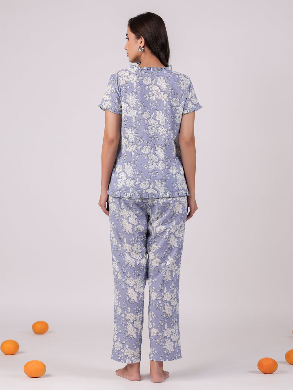 Floral Printed Cotton Night Suit Set - SanskrutiHomes 
