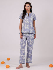 Floral Printed Cotton Night Suit Set - SanskrutiHomes 