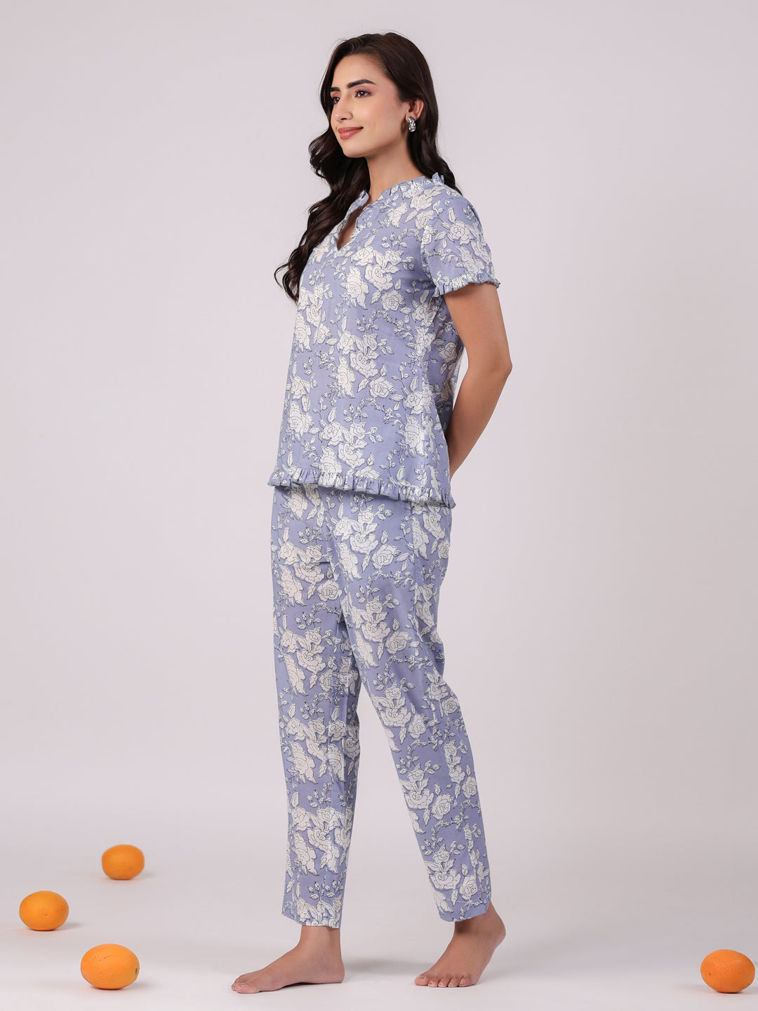 Floral Printed Cotton Night Suit Set - SanskrutiHomes 