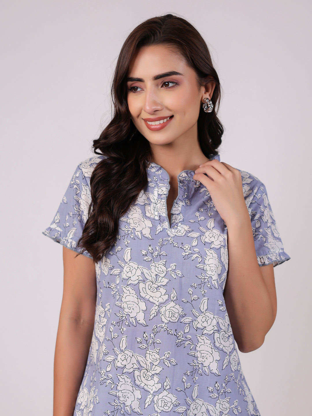 Floral Printed Cotton Night Suit Set - SanskrutiHomes 