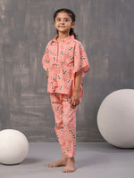 Floral Panda Printed Cotton Kids Night Suits - SanskrutiHomes 