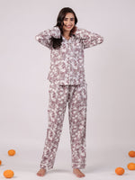 Floral Panda Printed Cotton Kids Night Suits - SanskrutiHomes 