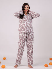 Floral Panda Printed Cotton Kids Night Suits - SanskrutiHomes 