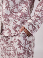 White Flower Printed Night Suit Set - SanskrutiHomes 