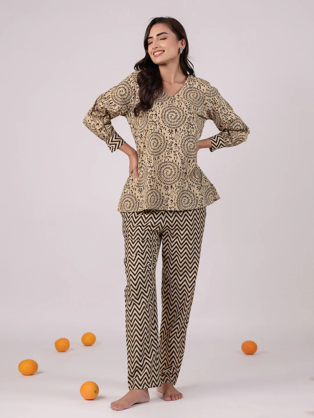 Women Printed Pure Cotton Co-Ords - SanskrutiHomes 