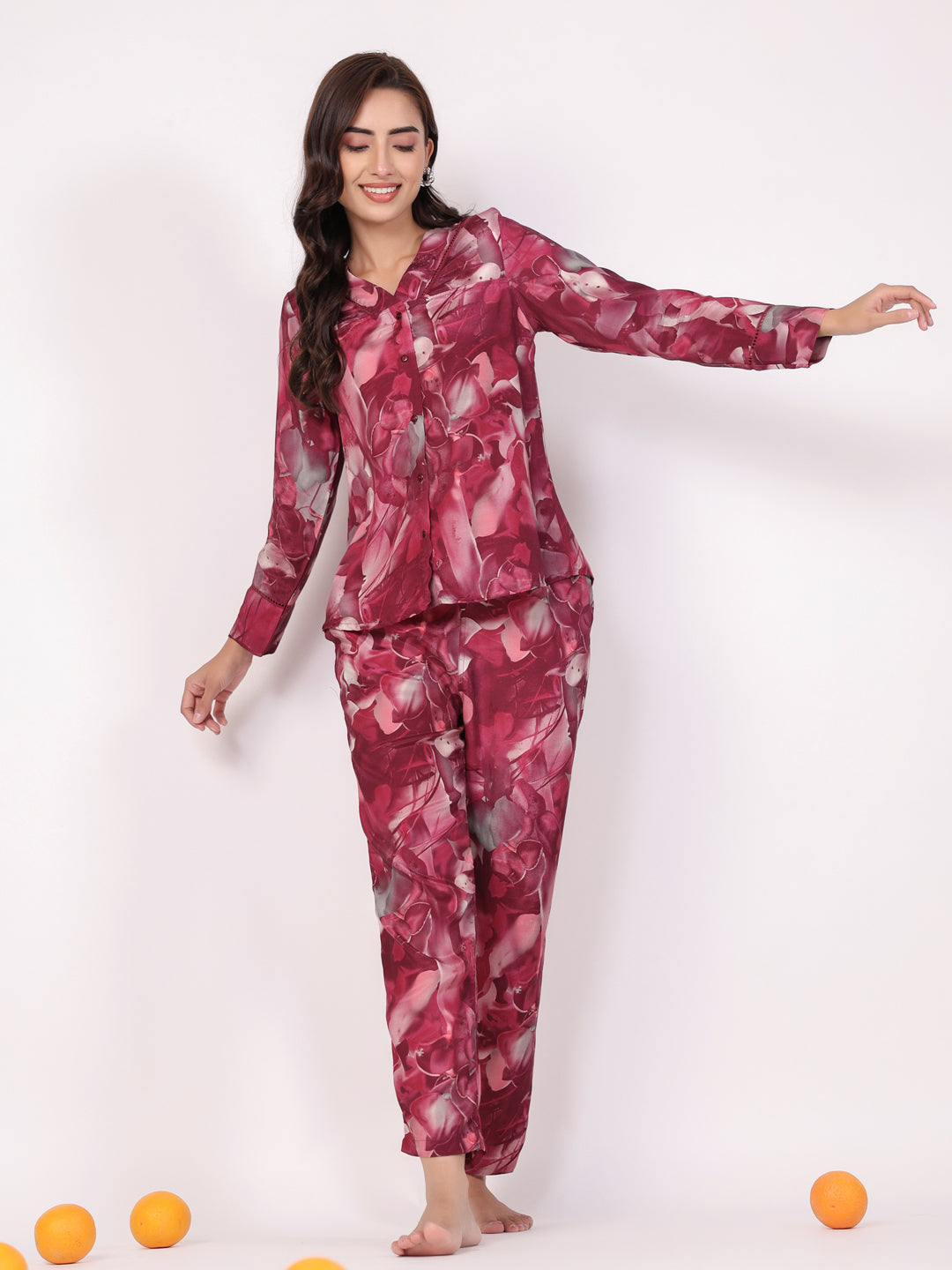 Yellow Floral Printed Cotton Night Suit for Kids - SanskrutiHomes 