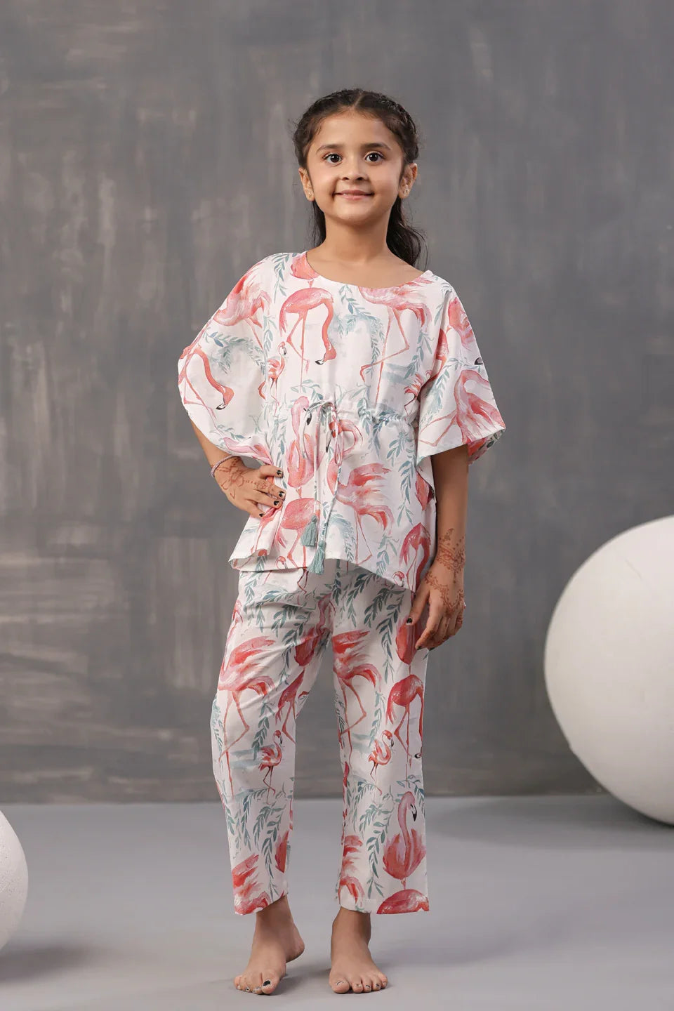 Floral Printed Cotton Night Suit for Kids - SanskrutiHomes 