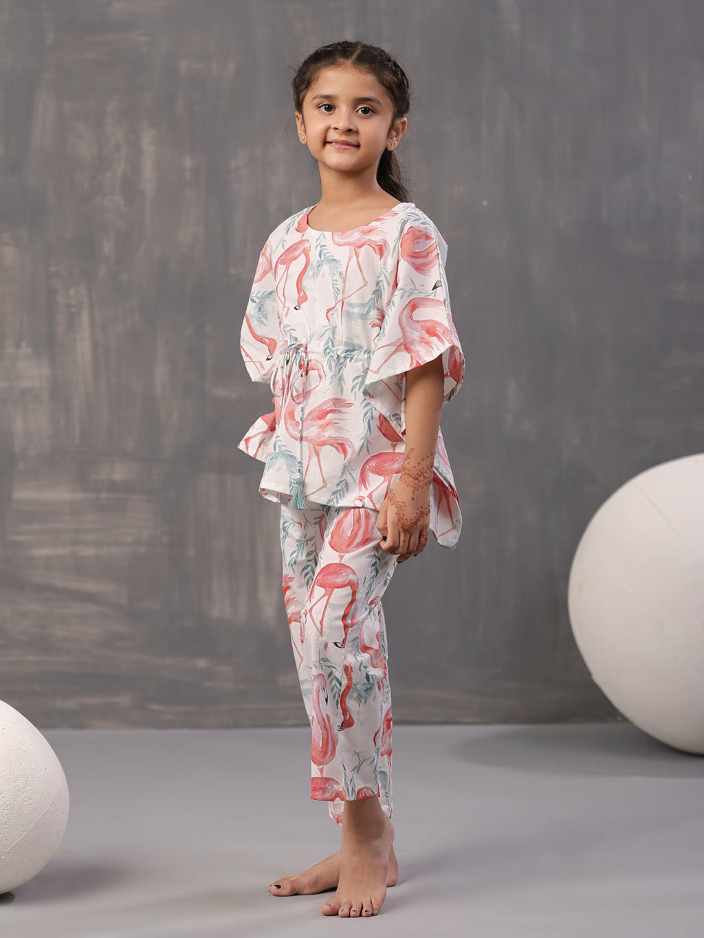 Floral Printed Cotton Night Suit for Kids - SanskrutiHomes 
