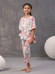 Floral Printed Cotton Night Suit for Kids - SanskrutiHomes 