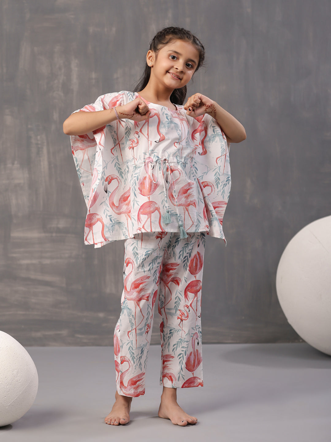 Floral Printed Cotton Night Suit for Kids - SanskrutiHomes 
