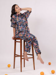 Multi Flower Printed Night Suit Set - SanskrutiHomes 