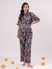 Multi Flower Printed Night Suit Set - SanskrutiHomes 