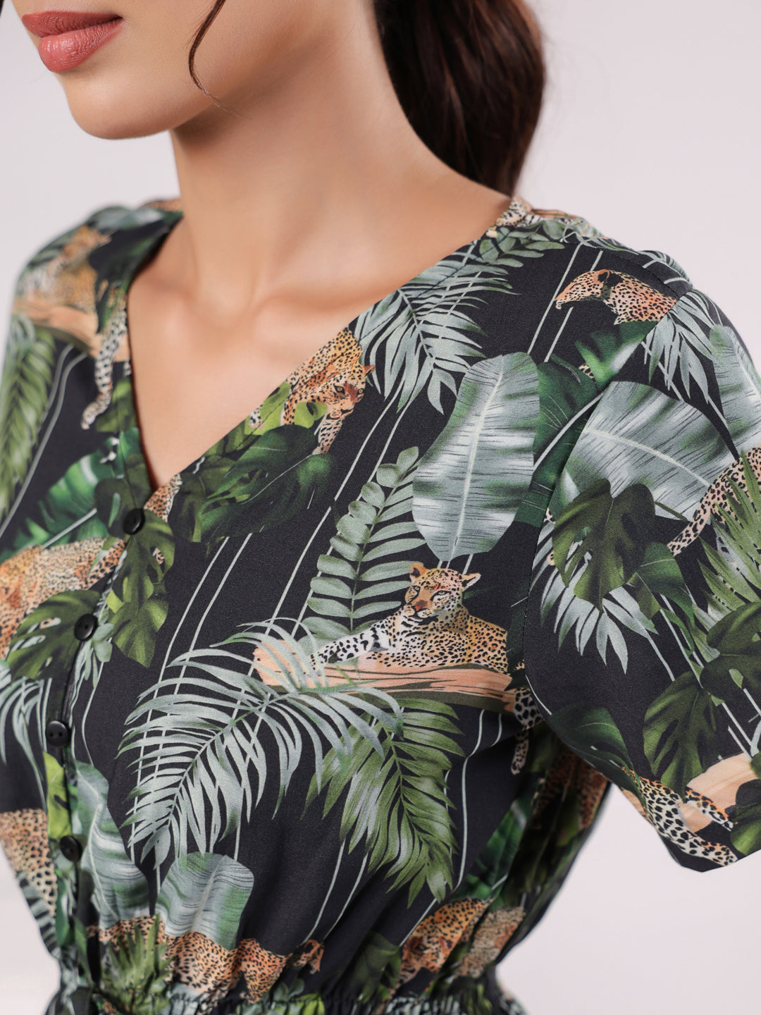 Black Flower Printed Night Suit Set - SanskrutiHomes 