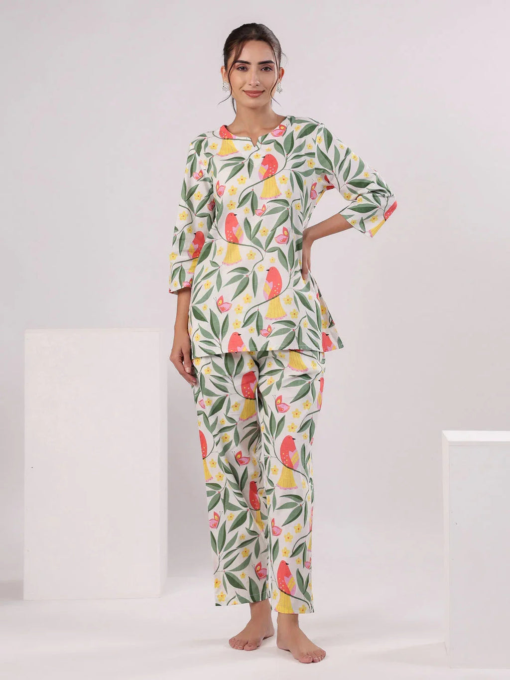 Multi Color Flower Printed Loungewear Set - SanskrutiHomes 