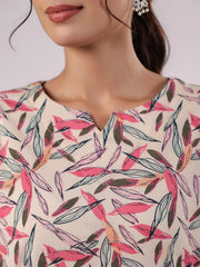 Multicolor Leaf Printed Night Suit Set - SanskrutiHomes 